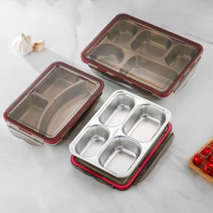 Stainless Steel Compartmentalized Lunch Box Rectangle Food Grade Kids Dining Set - Product Image 2