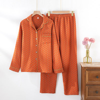 Pyjama Jacquard en pur coton à motif floral pour femme, ensemble pantalon long à taille élastique, coupe ample, printemps-automne