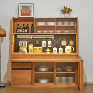 Nordic Cherry Wood Sideboard Extendable Pull Out <b>Table</b> Integrated Cabinet Living Room Storage Furniture - Product Image 4