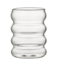Gobelet en verre borosilicate 10,15 oz à paroi simple, motif chenille, couleur personnalisée, pour eau, café glacé, lait et autres boissons, avec couvercle et paille