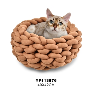 Cama de algodón grueso para gato y perro, nido redondo de lujo Natural, cueva, para interior, Crochet, venta al por mayor - Product Image 4