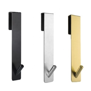 Устойчивая Металлическая Вешалка из нержавеющей стали без необходимости Сверления для ванной комнаты с крючком для стеклянной двери, подвесная вешалка для полотенец и одежды - Product Image 6