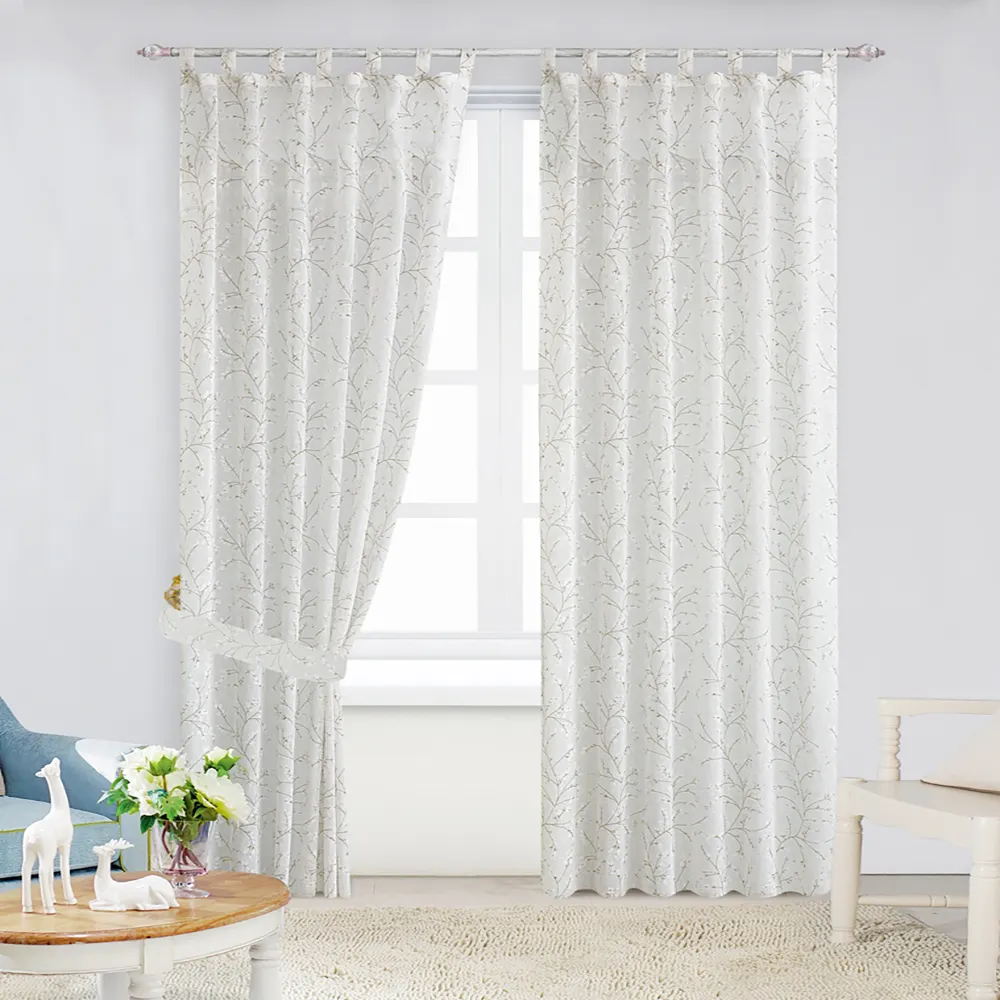 Cortinas transparentes de hilo de flor de ciruelo a rayas personalizadas-Cortinas de tul de poliéster 100% para decoración de ventanas, diseño de punto tejido