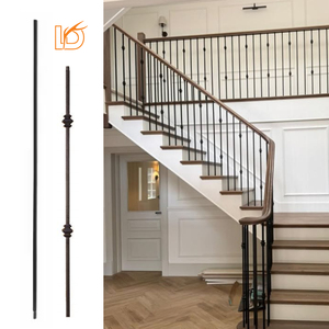 Balustrade moderne en <span class=keywords><strong>fer</strong></span> <span class=keywords><strong>forgé</strong></span> de 1/2 pouces, garde-corps carré noir uni pour décoration d'escalier intérieur - Product Image 1