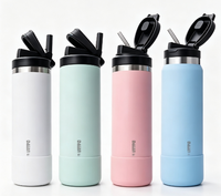 Bouteille d'eau isotherme en acier inoxydable 304 avec couvercle à paille rabattable, réutilisable, pour sport et voyage, personnalisable avec logo – Vente en gros