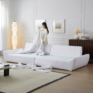 Juego de Sofás de Plumas Transpirable de Tela de Algodón y Lino Nórdico Desmontable y Lavable para Sala de Estar Apartamento y Villa - Product Image 3