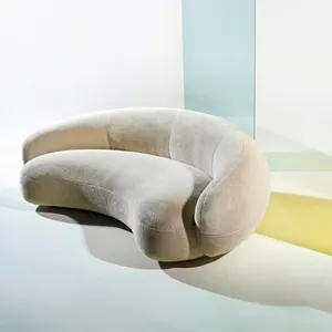 佛山厂家高品质现代家具客厅沙发天鹅绒欧式弧形沙发