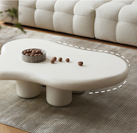 Ensemble de tables basses modernes et créatives ATUNUS, couleur crème, design ondulé en fibre de verre, pour salon