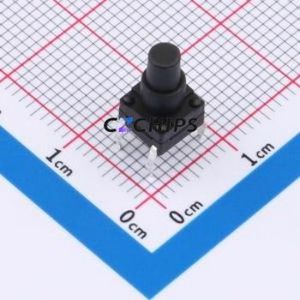 TSW06112-110B331BA Tactile Switch Through hole-4P,6.1x6.1mm Switch Single Pole Single Throw Round Button 1.8N 6.1mm - Product Image 1