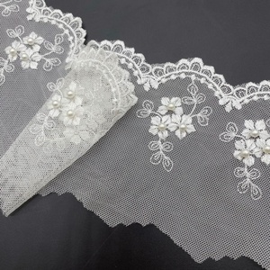 Vente en gros de dentelle maille brodée à la main en dentelle perlée Accessoires décoratifs en tissu pour la maison Dentelle magnifique - Product Image 5