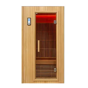 ODM OEM Solid Wood Infrared Sauna 1 Person Mini Dry Suna Room Luxury Far Infrared Wooden Sauna Room with Hemlock Material