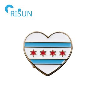Fabricación de Metal personalizado <span class=keywords><strong>Chicago</strong></span> esmalte Pin broche personalizado <span class=keywords><strong>Chicago</strong></span> Star solapa Pin insignia ciudad de <span class=keywords><strong>Chicago</strong></span> bandera Pins - Product Image 2