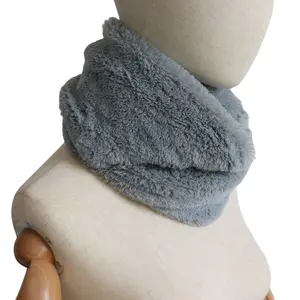 Jtfur-bufanda Infinity para mujer, pañuelo suave y cálido para el cuello, traje de cabeza con felpa de piel sintética, bufandas para invierno