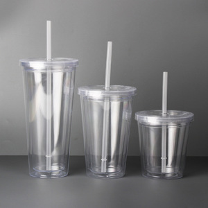 Bicchiere in Plastica PS Trasparente, Diametro 90mm, Resistente alle Alte Temperature, Antigoccia, Senza BPA, Ecologico, con Coperchio e Cannuccia, per Acqua Bollente - Product Image 1