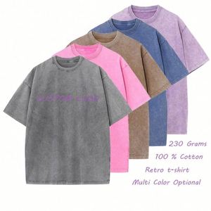 Camisetas Personalizadas de 230 Gramos, Estilo Streetwear, con Estampado y Lavado Ácido, Camisetas Vintage Lavadas al por Mayor para Hombre, con Logotipo Personalizado - Product Image 1
