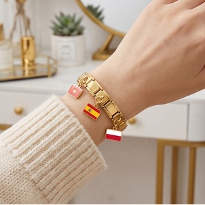 Wholesale Italian Charm Bracelets National Flag Module Pendant Bracelet Fashion 9mm Stainless Steel Bracelet DIY Jewelry Gift - Product Image 3