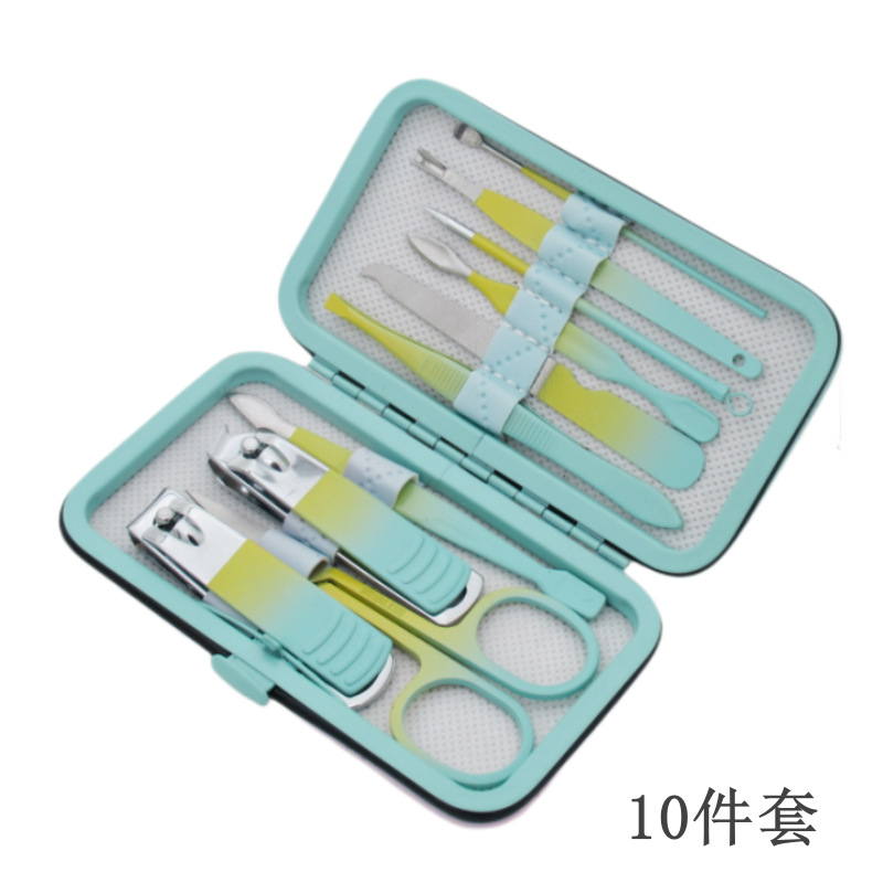 Colorful green yellow 10-piece set