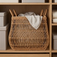 Panier à linge en rotin PE avec poignées, panier de rangement carré tissé à la main pour chambre, salle de bain, salon, vente en gros