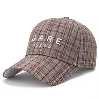 Nouvelle casquette de baseball ajustable en PVC à 6 panneaux pour femme, style coréen, à carreaux brodés, en fibre de polyester, polyvalente, protection solaire, collection Printemps-Été