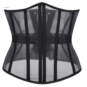 Top Corsé Elástico Negro Transparente <span class=keywords><strong>para</strong></span> <span class=keywords><strong>Mujer</strong></span>, Estilo Gótico, Tejido Sólido, Transpirable, con Cinturón Ancho, <span class=keywords><strong>Faja</strong></span>, Bustier, <span class=keywords><strong>Blusa</strong></span> Ajustada - Product Image 2