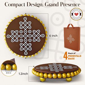 Alzata Decorativa Rotonda per Tavolino da Caffè con Bordo Dorato a Perline, Regalo Indiano, Diwali, Pooja - Vendita all'Ingrosso - Product Image 4