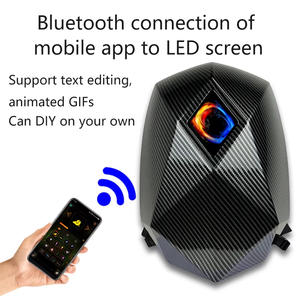 Casque de moto intégral en fibre de carbone avec écran DIY, lumière LED, Bluetooth mobile et sac à dos pour le cyclisme et la moto - Product Image 3