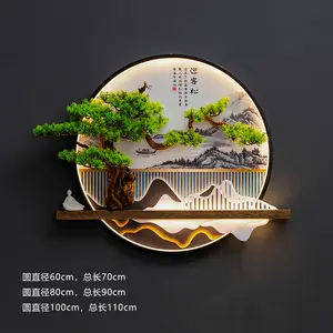 NISEVEN dekorasi dinding akrilik gaya pohon Cina, baru dengan lampu Led seni dinding untuk ruang tamu kamar tidur kantor