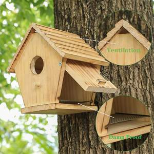 Houten Vogelnest Hangend Vogelhuisje Nestkast Voor Wilde Vogel Miniatuur Huis Houten Buiten Vogelhuis - Product Image 6