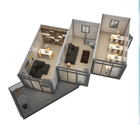 Kit modulaire de paquet plat mobile détachable de maison préfabriquée portative de luxe de 3 chambres à coucher pour des immeubles de bureaux écoles cuisines