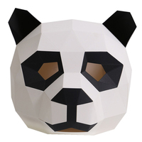 Wholesale Environmental Friendly Halloween Paper Animal Masks Realistic Cosplay Party Cartoon Panda Mask Headgear