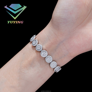 925 <b>Sterling</b> <b>Silver</b> 18K Gold Plated VVS D Color Moissanite Round Brilliant Cut <b>Bracelet</b> Pass DIamond Tester GRA Certificate Gift - Product Image 4