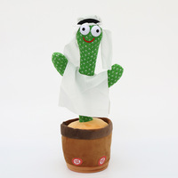 Cactus dansant et chantant 2022, 32 cm, rouge, hijab, design arabe, 120 chansons, charge USB