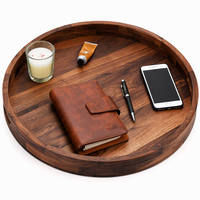 Plateau en bois uni, grande assiette en bois pour aliments, plateau de service rond en noyer, plateau de service en bois de qualité supérieure, diamètre 20 ou 25 pouces
