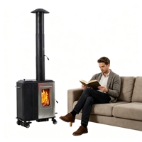 Poêle à granulés moderne d'extérieur pour la maison, robuste en acier inoxydable, portable, pour jardin, patio, camping