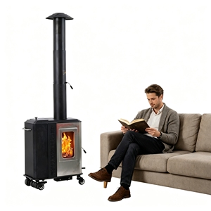 Poêle à granulés moderne d'extérieur pour la maison, robuste en acier inoxydable, portable, pour jardin, patio, camping - Product Image 2