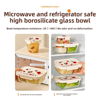 Mikrowellengeeigneter Glas-Lebensmittelbehälter mit Unterteilungen, Back-to-School Lunchbox für Kühlschrank und Mikrowelle, PP-Deckel