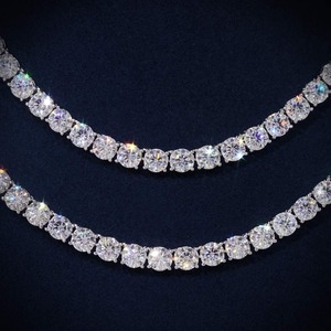 Collier Chaîne Tennis Classique en Argent Plaqué avec Perles d'Eau Douce et Moissanite, Offre Spéciale, Cadeau de Luxe pour Femme à Prix Export - Product Image 5