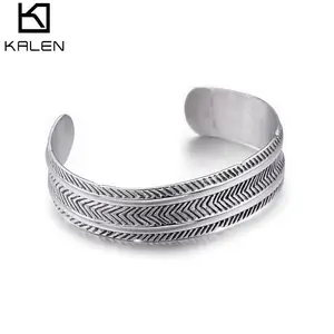 Kalen pulseira flecha vintage de aço inoxidável, 17mm aberto para homens