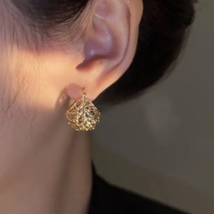 <b>Gold</b> Tone Tree of Life Openwork <b>Huggie</b> <b>Earrings</b> for Women Elegant Fashion Jewelry - Product Image 6