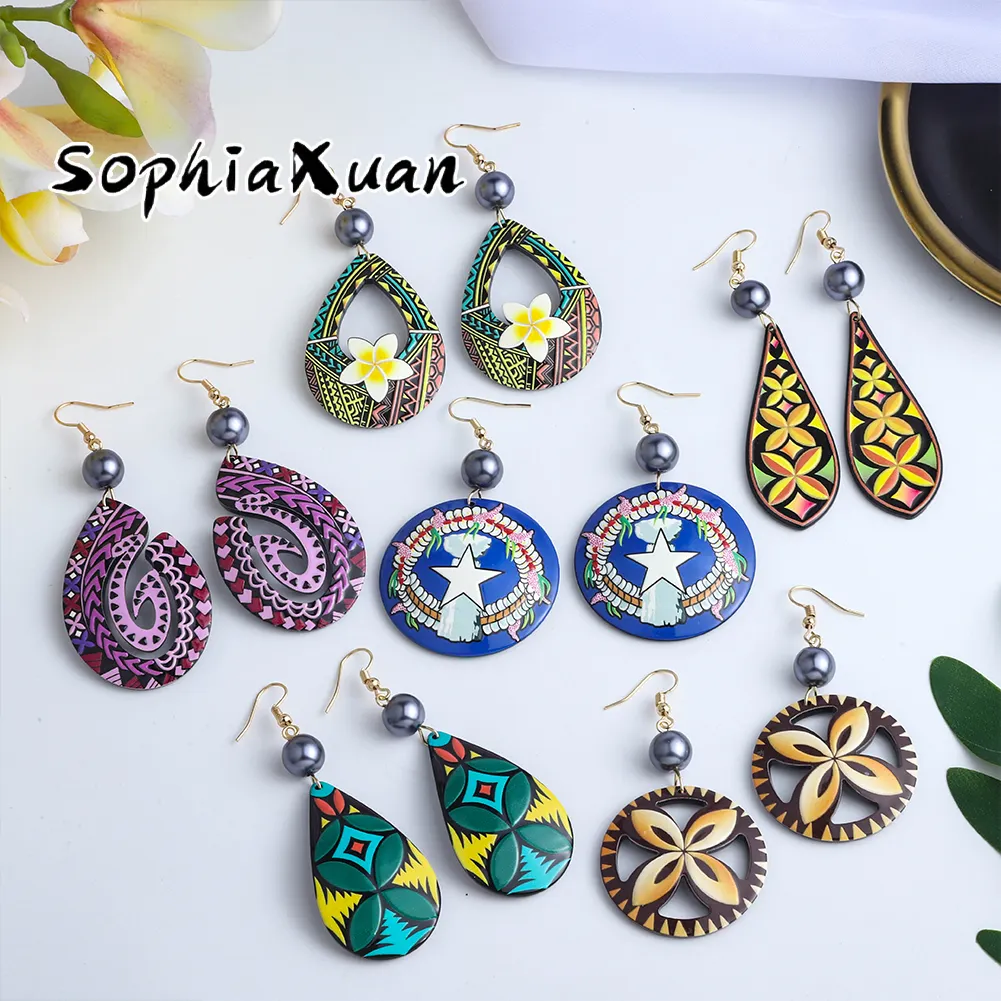 SophiaXuan simple fashion dangle pearl wholesale polynesian Acrylic earrings hawaiian jewellery boho jewelry