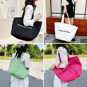 Bolsa de Mano de Lona con Logotipo Personalizado y Eslogan, Bolsa de Compras de Hombro de Algodón de Gran Capacidad Multicolor para Mujer, Promoción al por Mayor - Product Image 3