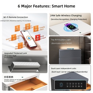 Safe <b>Bedside</b> <b>Table</b> Integrated Household All-Steel Wireless <b>Charging</b> Fingerprint Smart Multifunctional Anti-Theft Home Furniture - Product Image 6