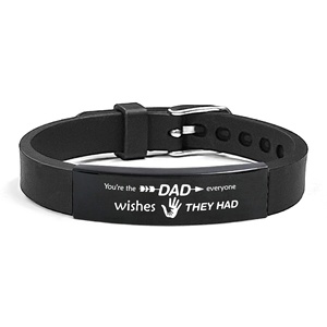 Regalos para el Día del Padre, Brazalete <span class=keywords><strong>con</strong></span> Frase Inspiradora, Joyería para Hombre y Mujer, Pulsera de Acero Inoxidable y Silicona - Product Image 5