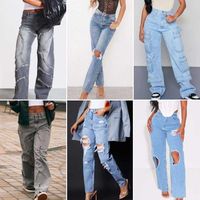 Stock de Vêtements en Gros : Pantalons en Jean pour Femmes de Haute Qualité, Style Streetwear Tendance, Coupe Droite Décontractée, Jeans d'Été – En Stock