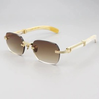 Monture de lunettes en corne de buffle blanche haut de gamme avec logo personnalisé, lunettes de soleil sans monture en corne de buffle noire, lunettes de soleil sans monture