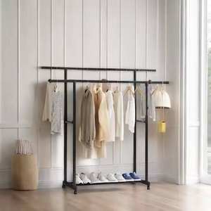 Nouveau porte-vêtements robuste avec rangement et porte-chapeau Vêtements industriels en tube métallique en acier avec roues Caractéristiques de stockage - Product Image 6