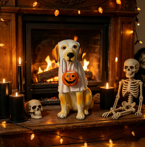 Promotion Stock : Figurine en Résine <span class=keywords><strong>Chien</strong></span> Fantôme Effrayant et Citrouille pour Fête d'Halloween – Centre de <span class=keywords><strong>Table</strong></span> Décoratif Intérieur/Extérieur - Product Image 2