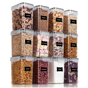 Ensemble <span class=keywords><strong>de</strong></span> 12 conteneurs <span class=keywords><strong>de</strong></span> céréales en plastique, 4 couvercles <span class=keywords><strong>de</strong></span> verrouillage latéraux, support <span class=keywords><strong>de</strong></span> stockage des aliments pour PP hermétique, céréales pour aliments secs - Product Image 1