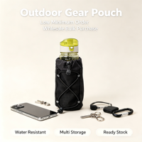 Porte-bouteille d'eau pour sac à dos de randonnée en plein air, pochette de rangement portable en polyester pour tasse
