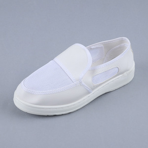 Chaussures <span class=keywords><strong>de</strong></span> travail anti-poussière, fournies par l'usine, tige en cuir, semelle épaisse en PU, respirantes, blanches, en maille respirante, antistatiques - Product Image 4